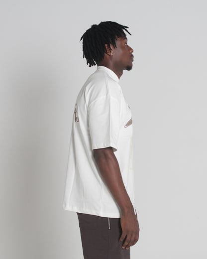 Camel Threshold Tee Off White